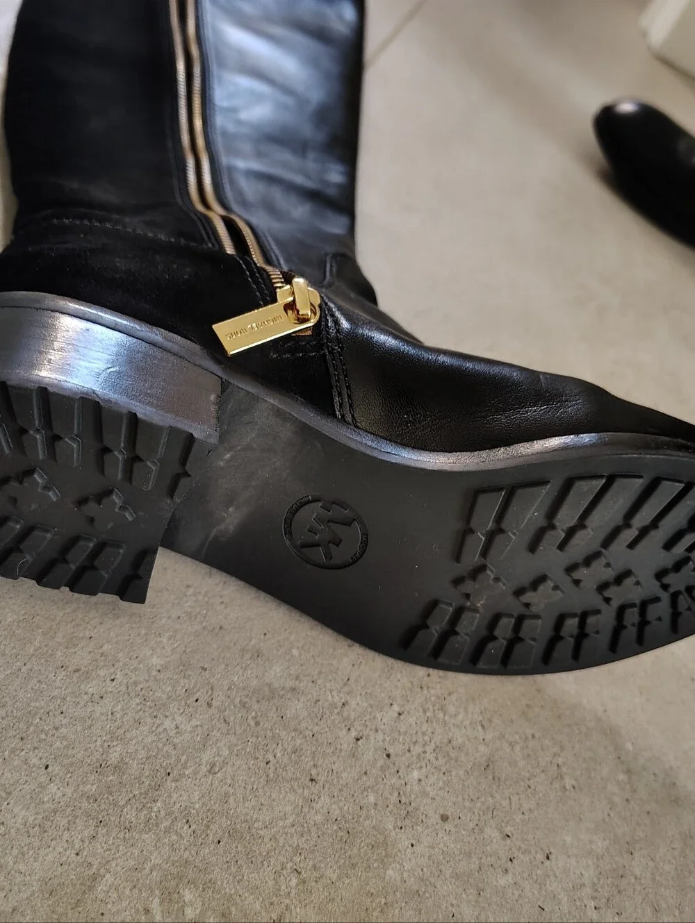Michael Kors Black Over-the-Knee Boots with Gold Zipper